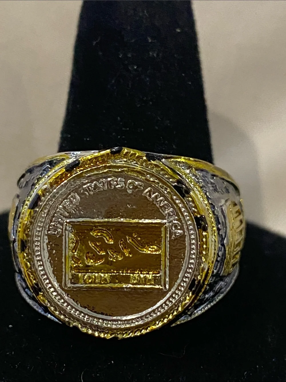 Men's Two-Tone Gold & Silver Coin Signet Ring. Size 13